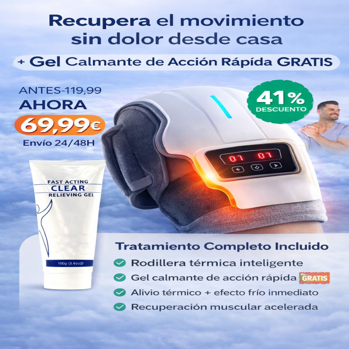 Masajeador de Rodillas 3 en 1 con Calor y Vibración