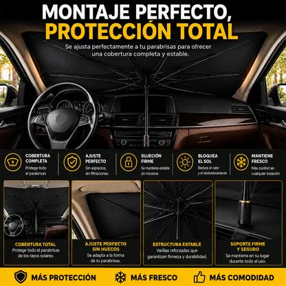 SombraDrive™ – Parasol Plegable para Coche tipo Paraguas